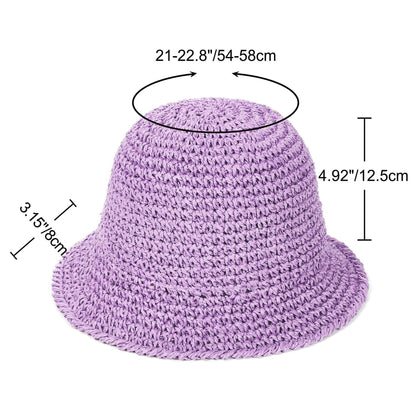 Anna-Kaci Crochet Raffia Bucket Hat Lightweight Foldable Wide Brim Sun Hat for Stylish Summer Protection