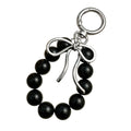 Beaded Bow Keychain with Round Bead Loop and Metal Clip Bag Charm