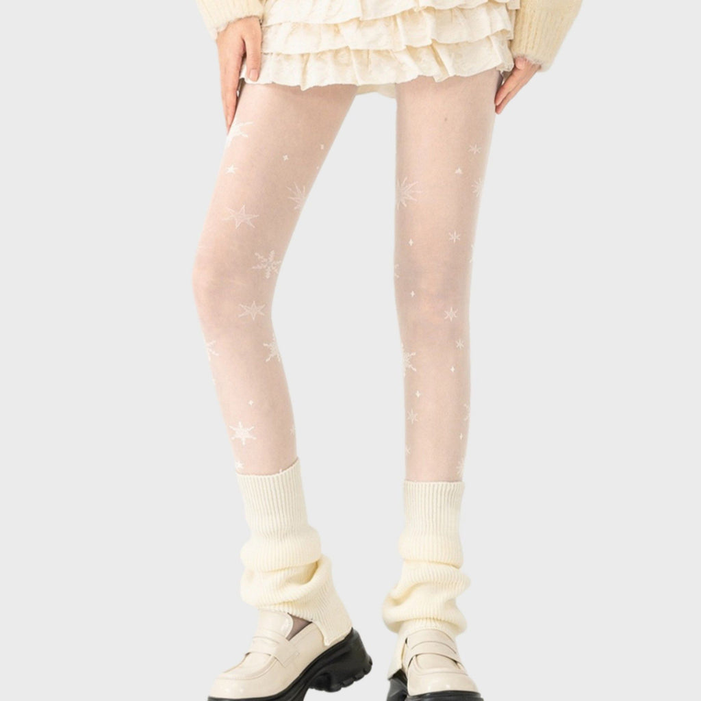 Anna-Kaci Sheer Star Pattern Tights with Soft Stretch Fit and Delicate Allover Celestial Design for Stylish Everyday Legwear