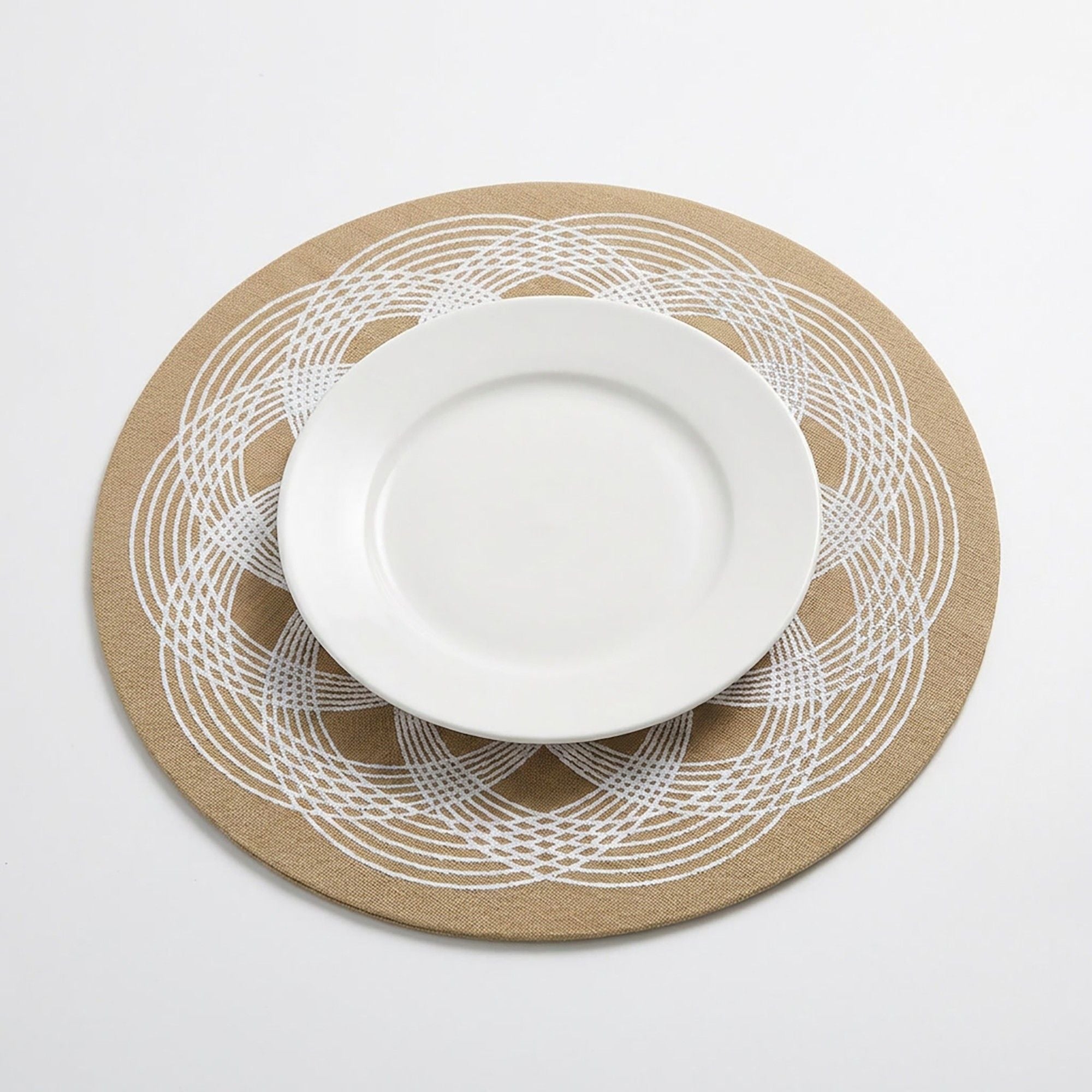 4 Piece Mandala Placemat Set Metallic PVC Heat Resistant Round Table Mats for Dining Table