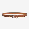 Genuine Leather Belt with Daisy Embroidery and Square Buckle 41.3in