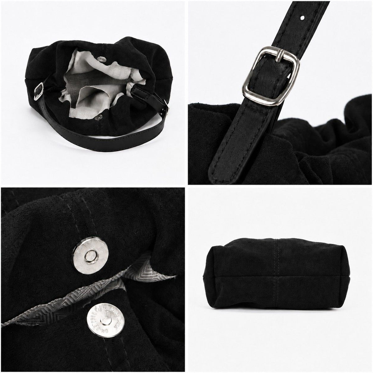 Faux Suede Hobo Shoulder Bag with Adjustable Strap Magnetic Closure and Interior Pocket