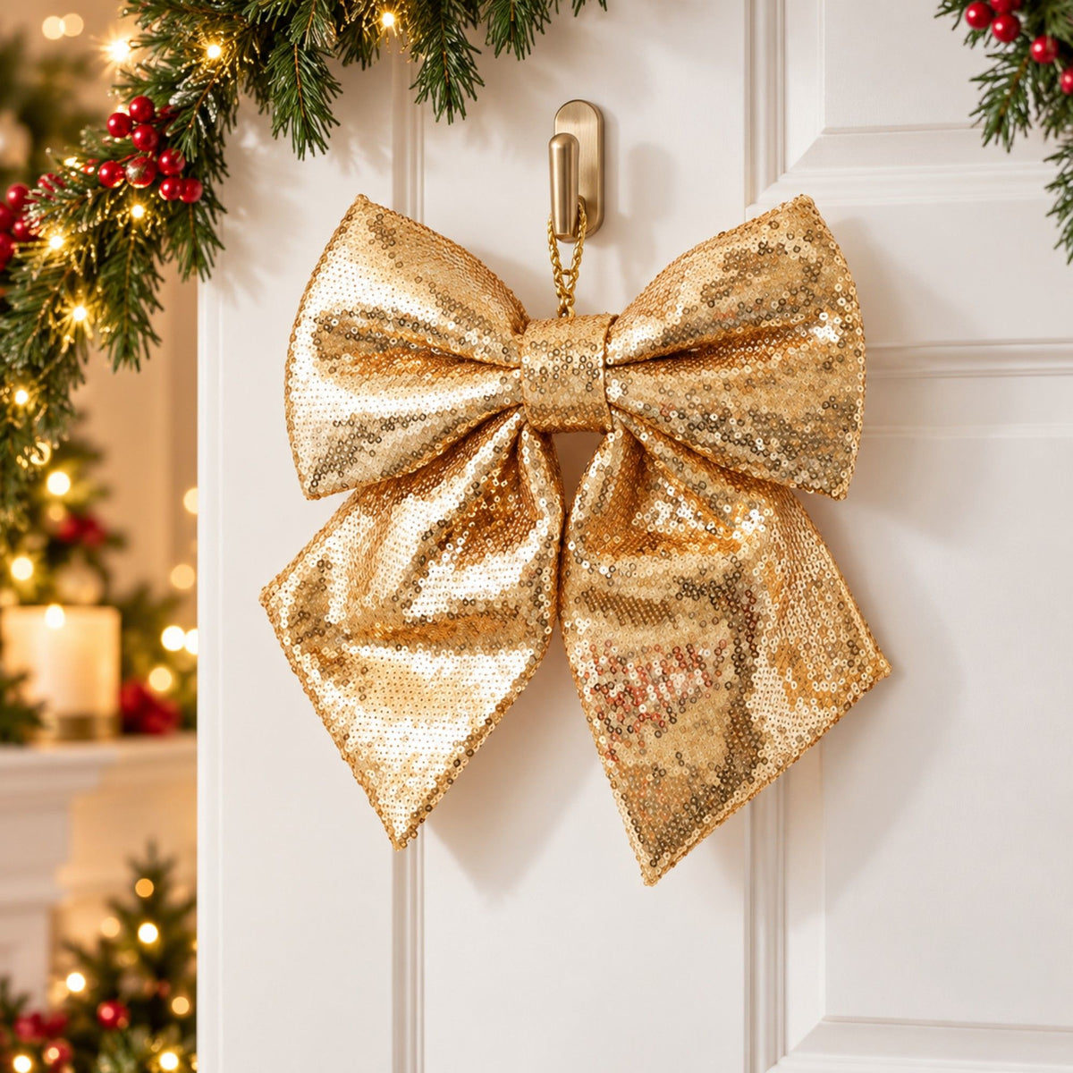 Sequin Christmas Bow Hanging Decoration 1 Piece