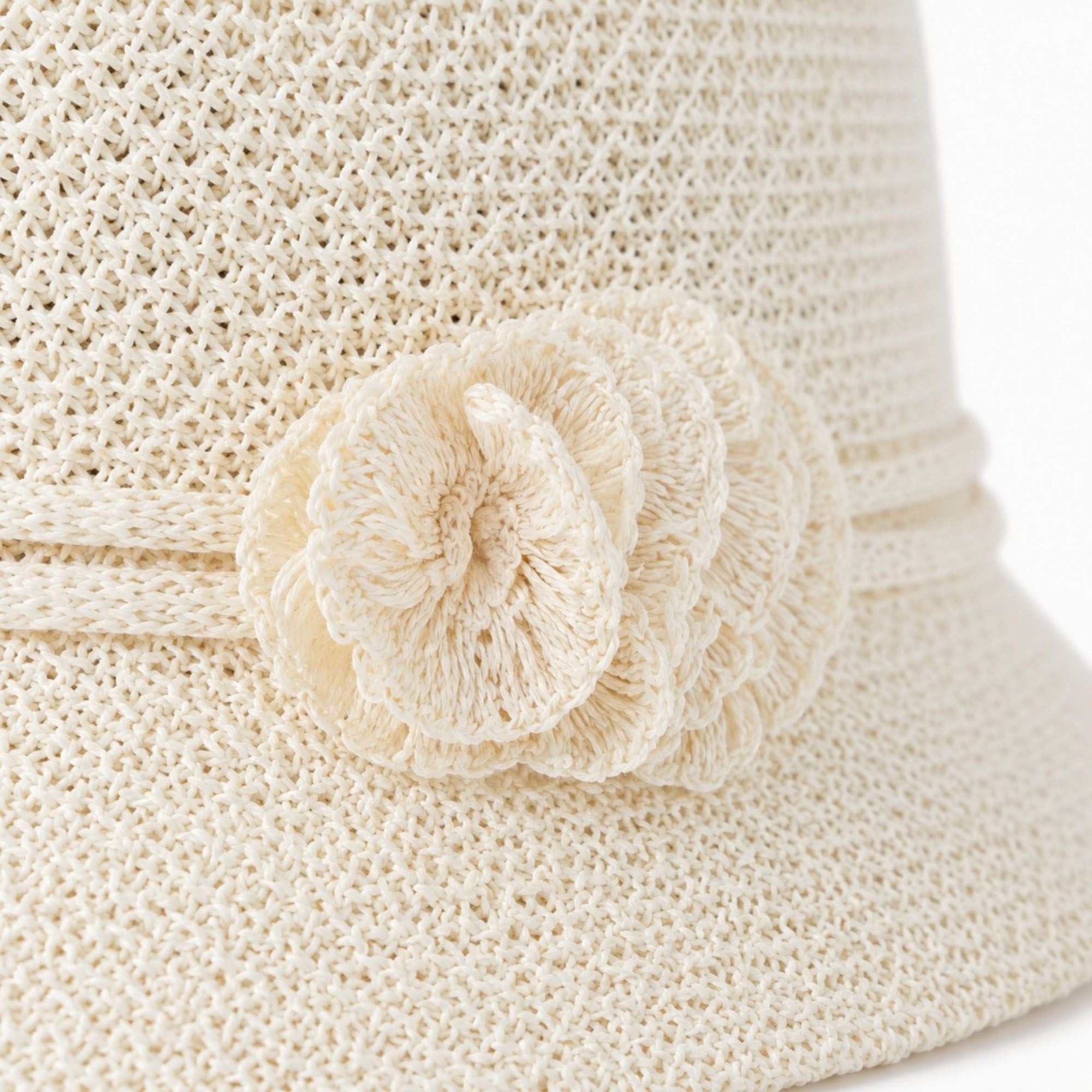 Woven Cloche Sun Hat with Floral Accent and Short Brim