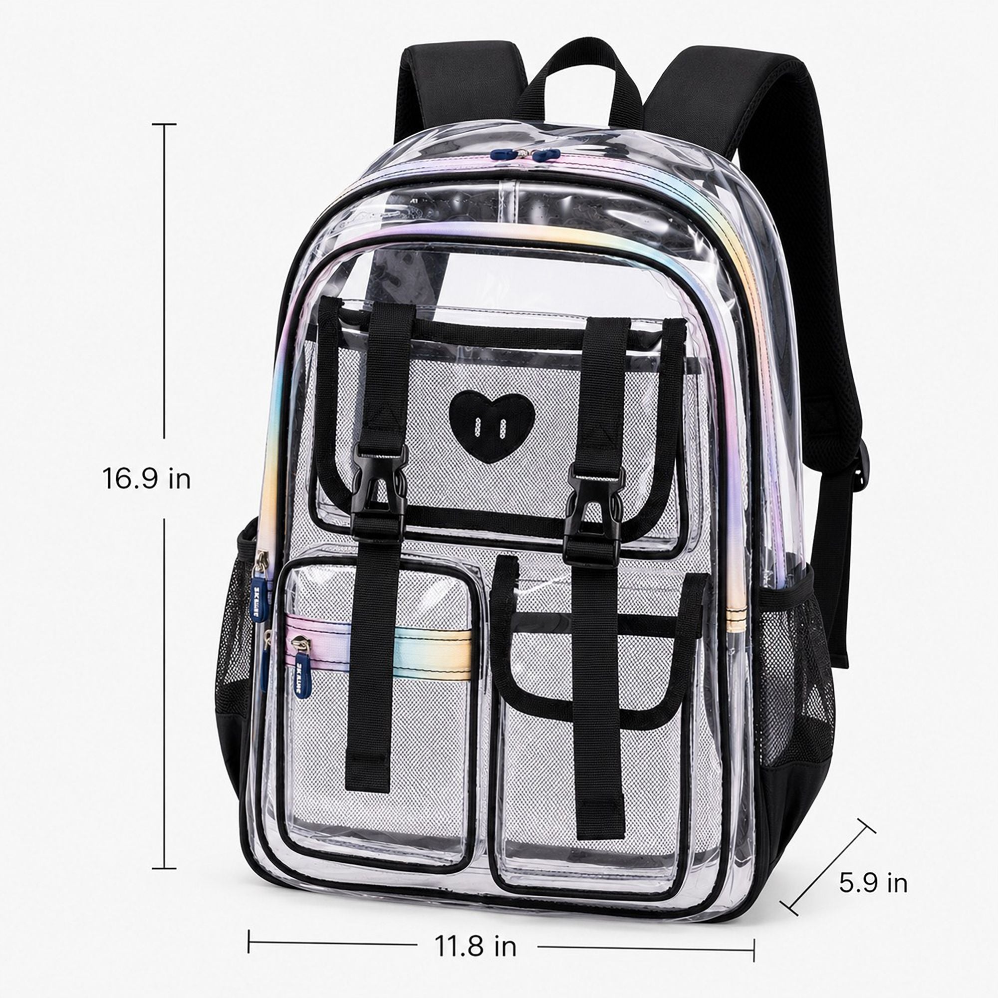 Clear Backpack with Multiple Pockets and Padded Straps