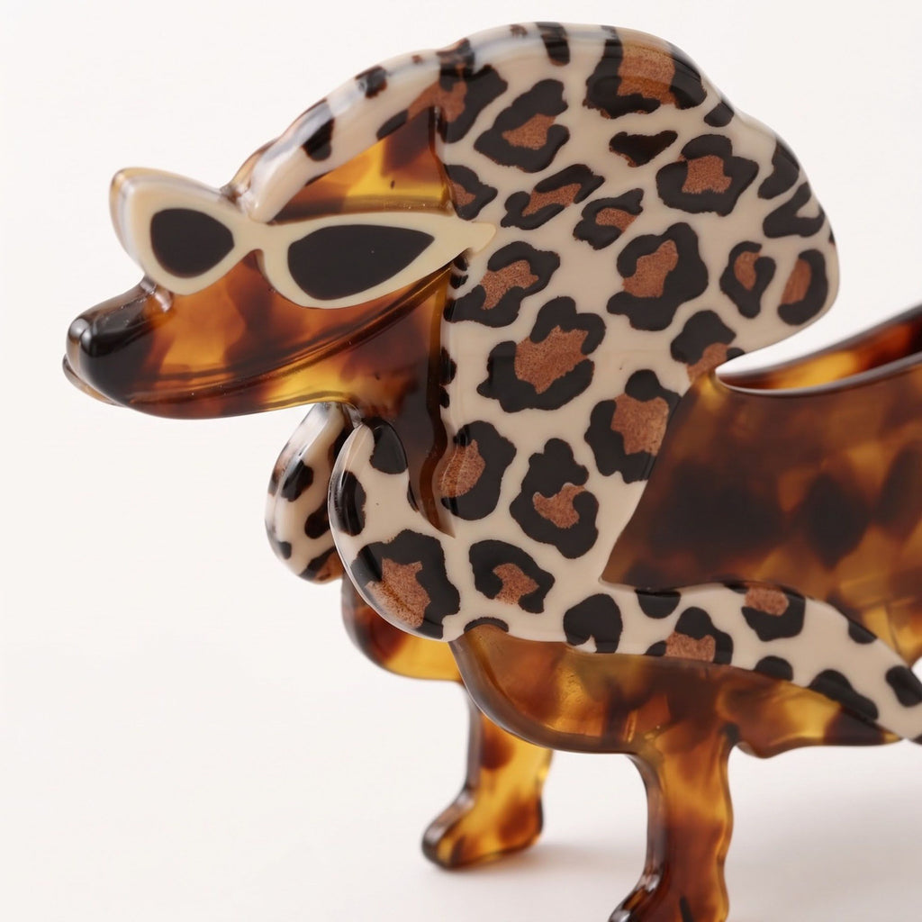 3pc Dachshund Dog Hair Claw Clip Set Tortoiseshell Pattern Hair Accessories