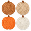 Handmade Crochet Halloween Pumpkin Cup Coaster Set of 4