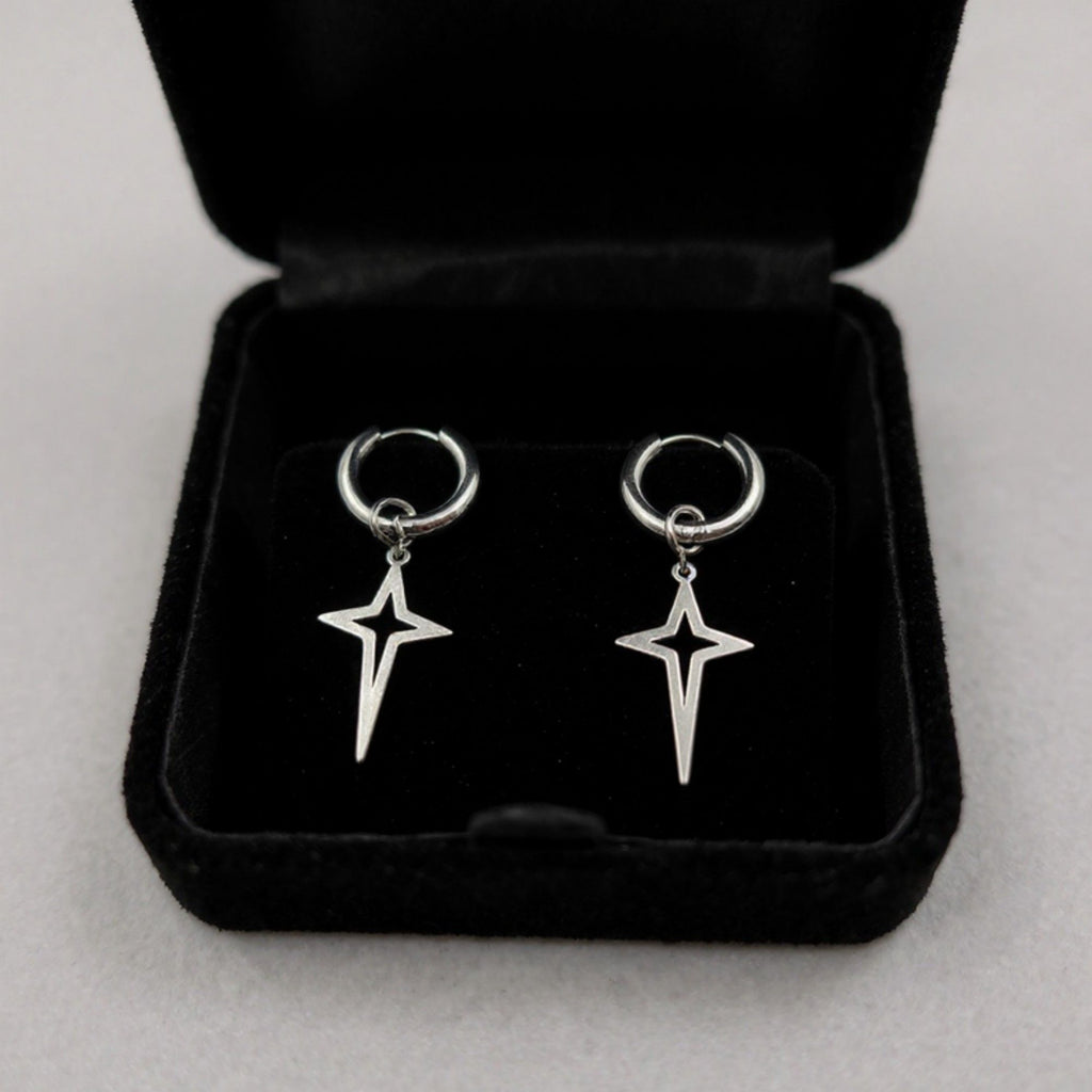 Star Drop Hoop Earrings with Cutout Geometric Charm and Sleek Minimalist Design for a Modern Stylish Everyday Accessory