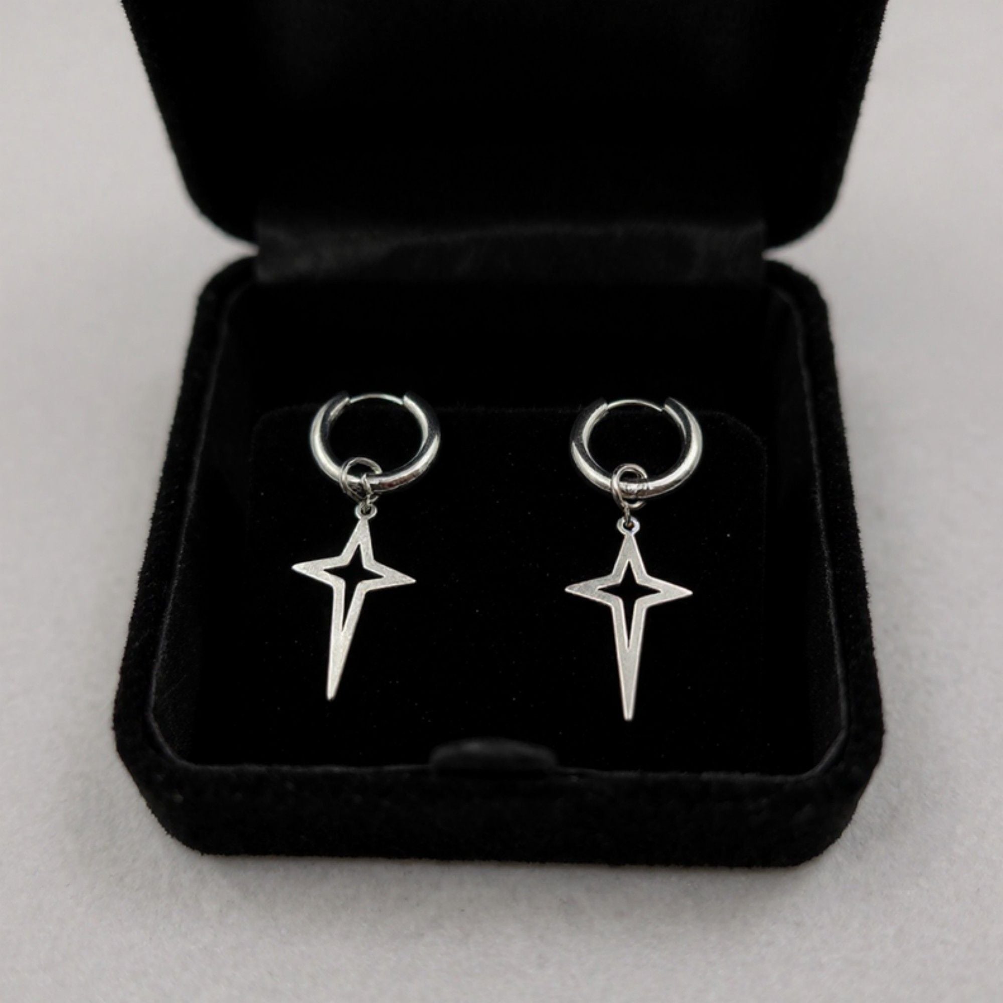 Star Drop Hoop Earrings with Cutout Geometric Charm and Sleek Minimalist Design for a Modern Stylish Everyday Accessory