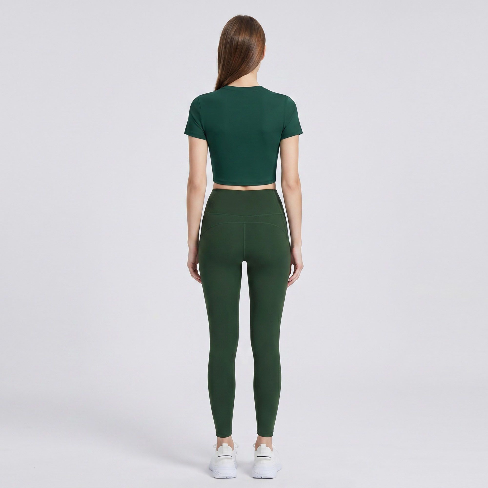 Short Sleeve Twist Front Crop Workout Top Crew Neck Yoga Activewear T Shirt