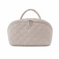 Quilted Makeup Bag Organizer with Handle Large Capacity Cosmetic Storage Case 2 Piece Set