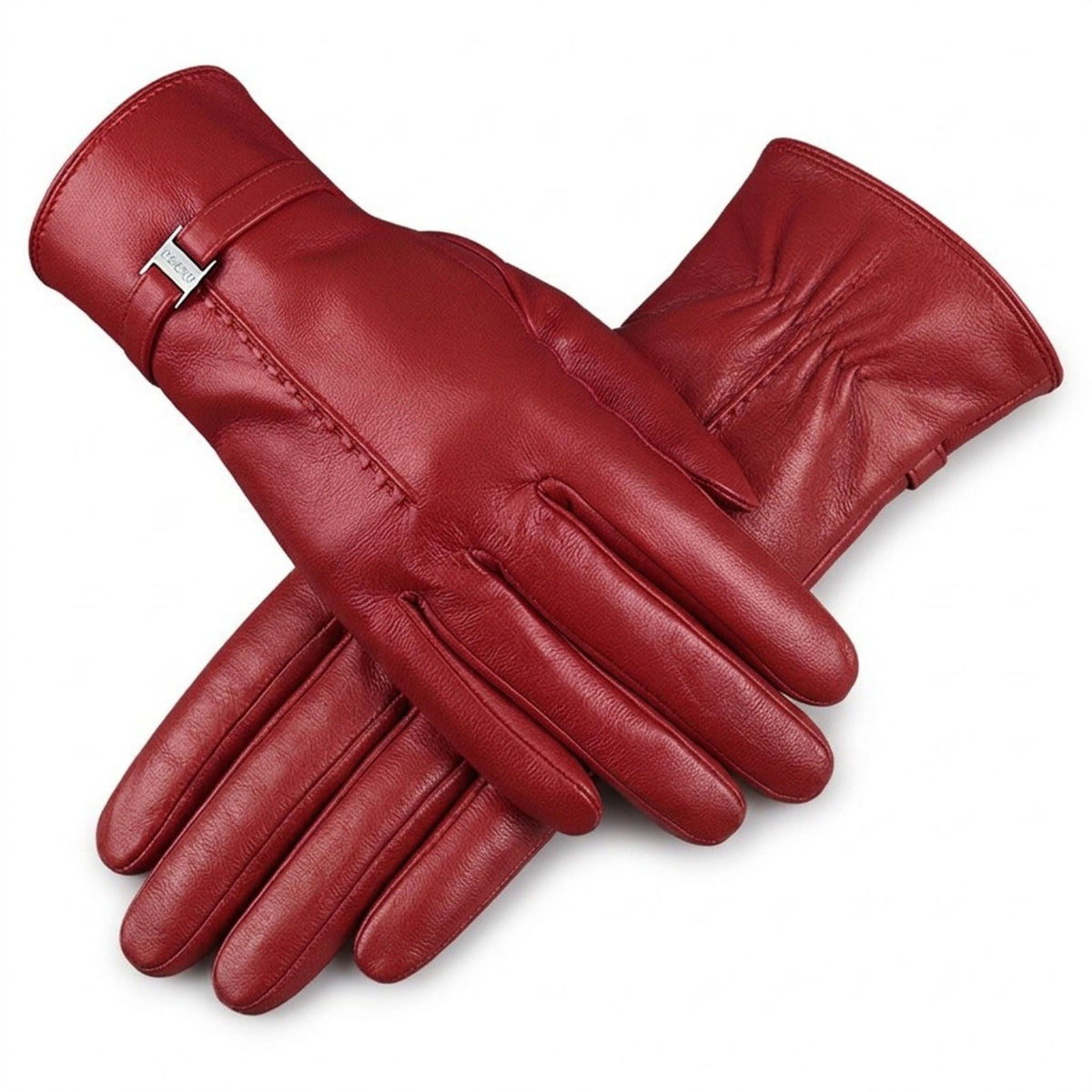 Leather-Look Gloves with Buckle Detail