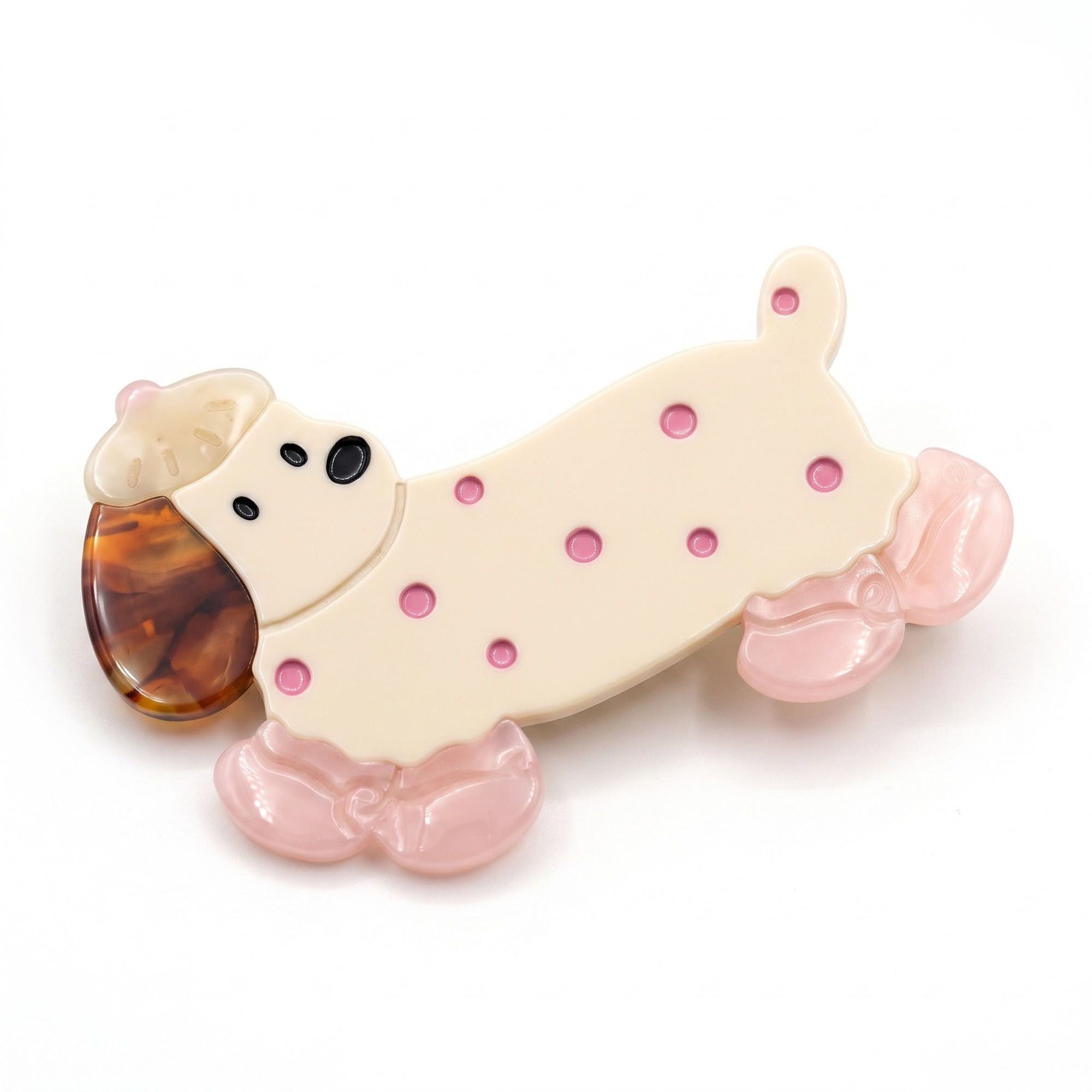 3pc Dachshund Dog Hair Clip Set Colorful Acetate Barrettes