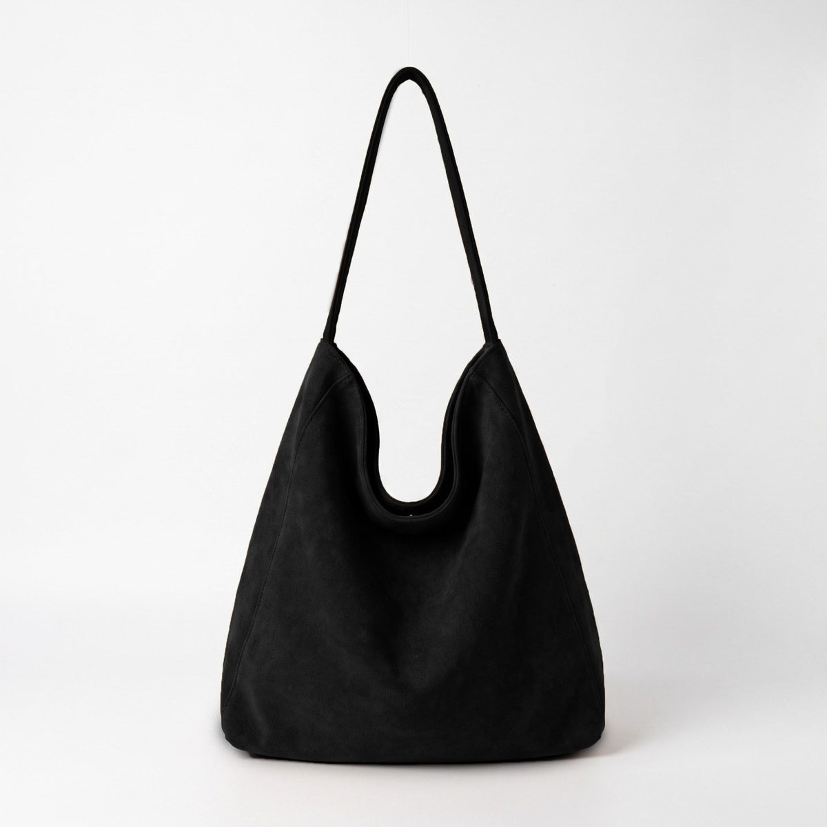 Faux Suede Hobo Shoulder Bag with Long Strap