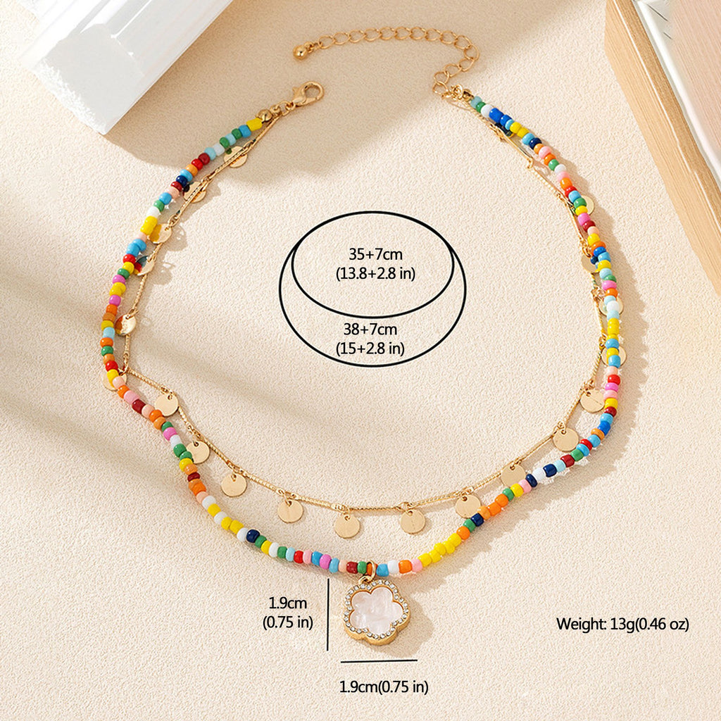 Women's Layered Beaded & Chain Necklace Set