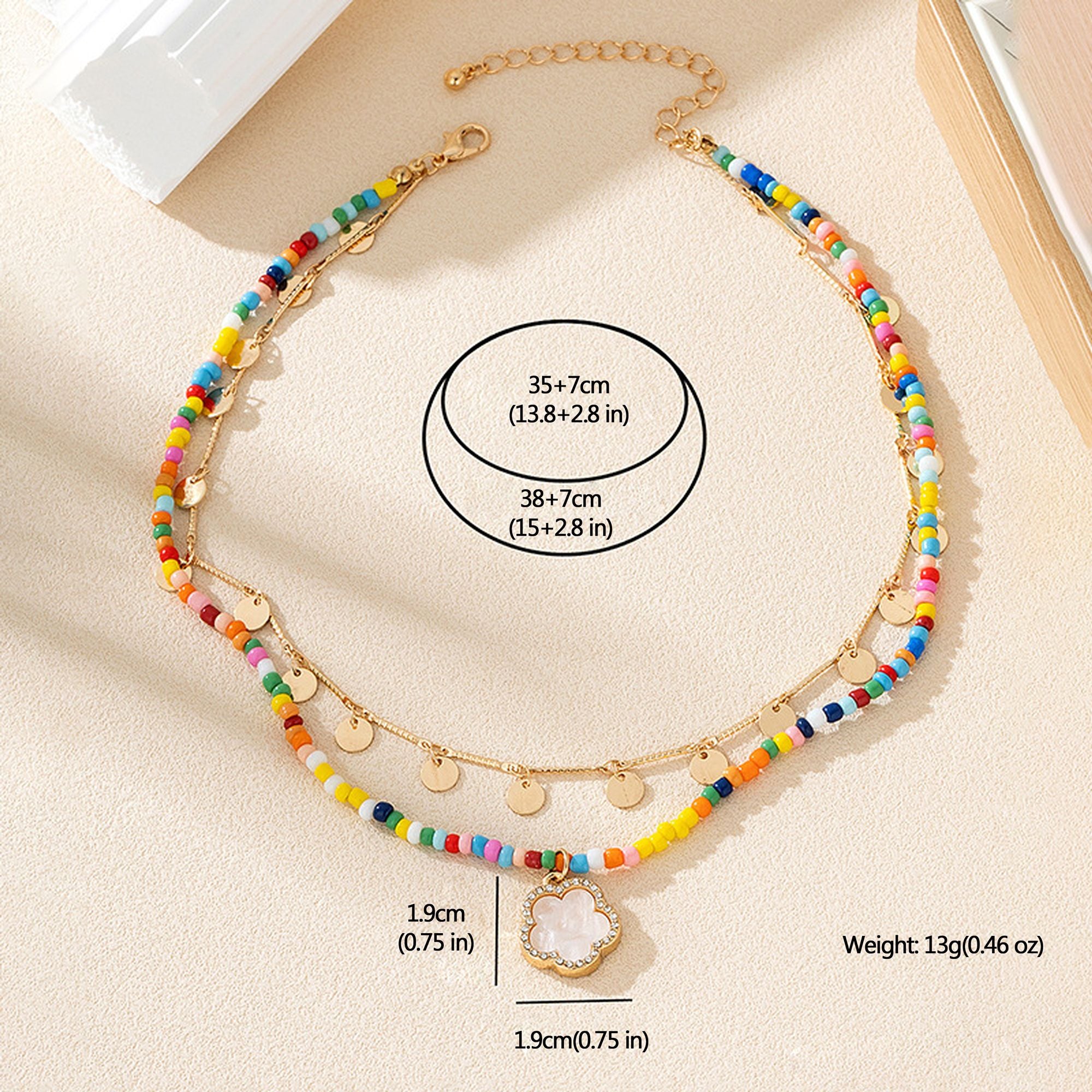 Women's Layered Beaded & Chain Necklace Set