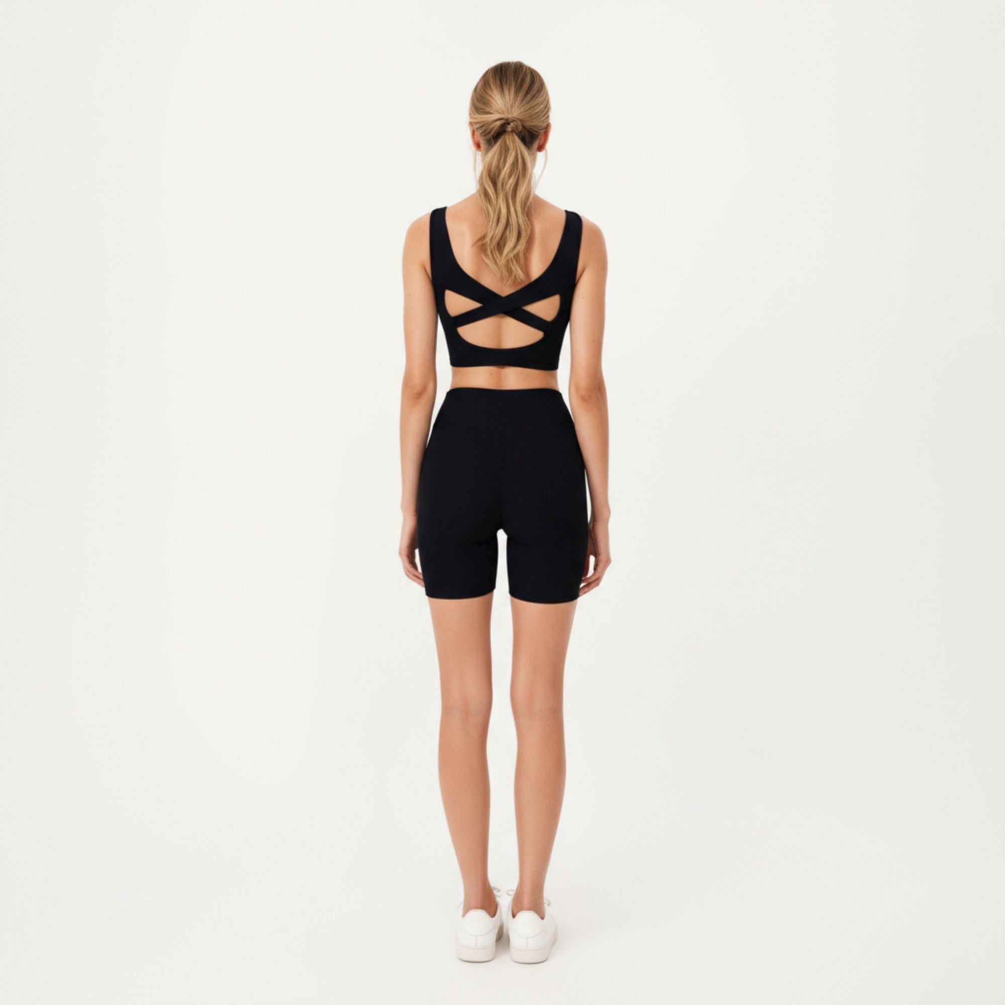 Anna-Kaci Active Women's Square Neck Ribbed Cropped Tank Top with Seam Front Detail