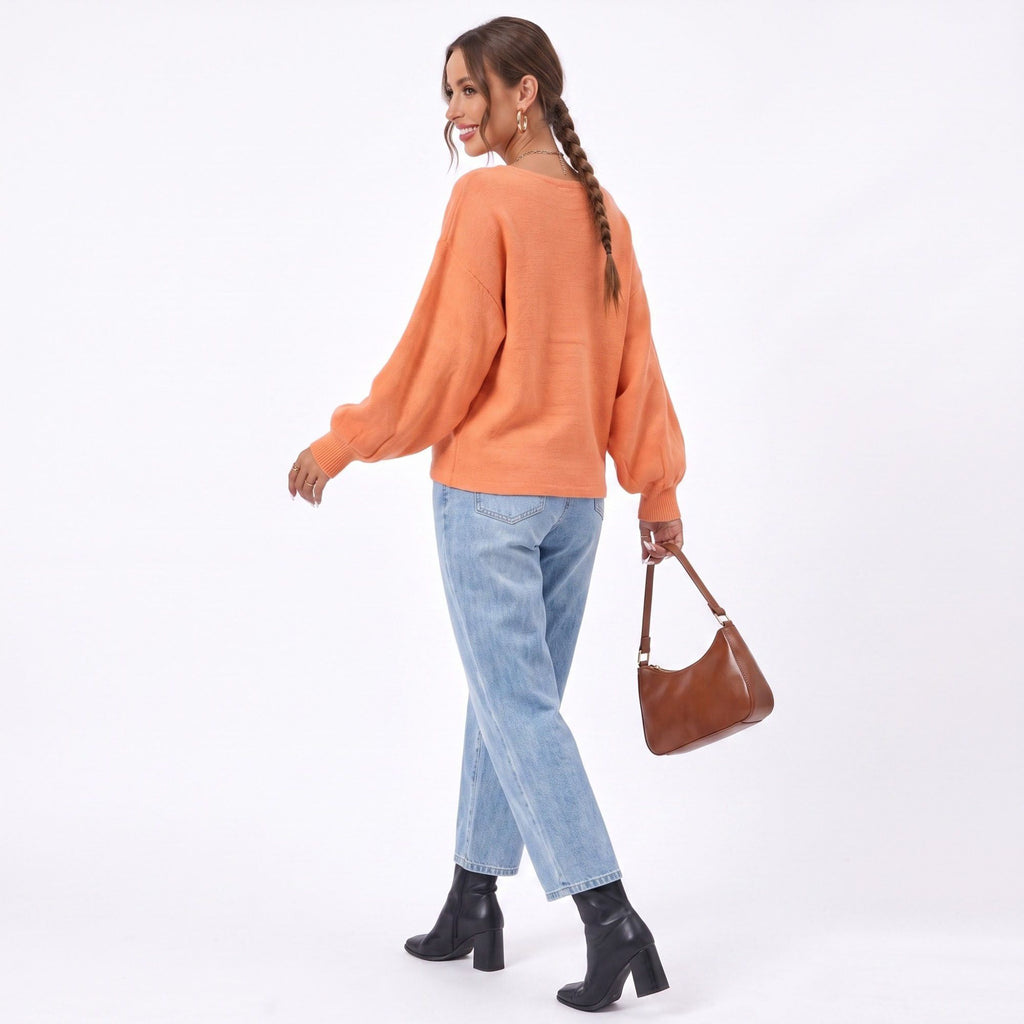 Abstract Graphic Print Long Sleeve Knit Sweater