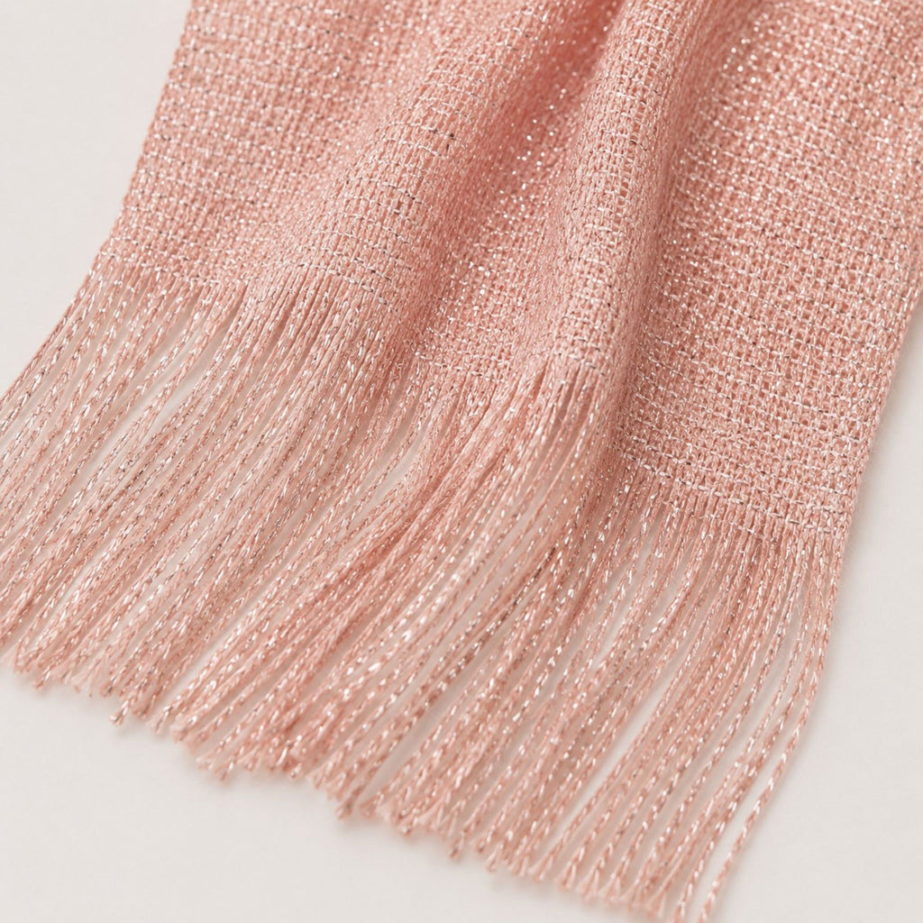 Metallic Shimmer Fringe Long Scarf