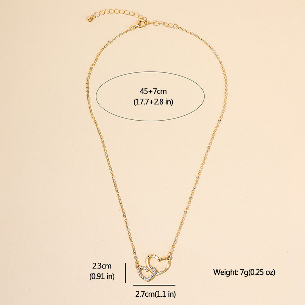 Women's Double Heart Pendant Necklace