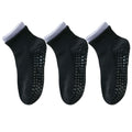 Anna-Kaci Women's 3-Pair Set Short Ankle Grip Socks with Ribbed Cuffs Cushioned Soles and Anti-Slip Bottom for Walking or Yoga