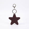 2-Piece Womens Faux Leather Bag Charm Keychain with Metal Clip Ring and Stitched Detail