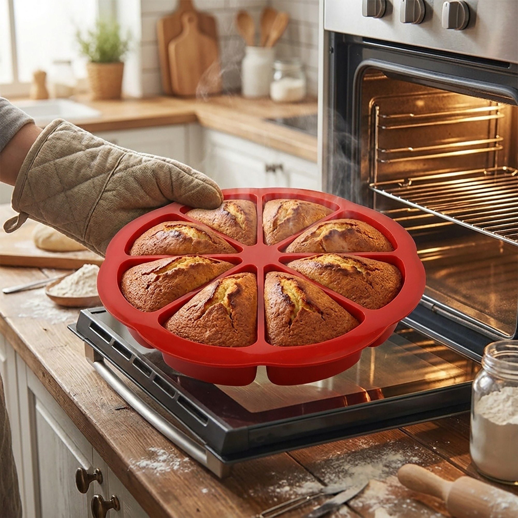 2-Piece Silicone Cake Slice Baking Mold with 8 Compartments