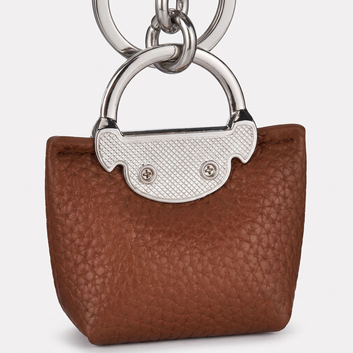 Textured Mini Handbag Bag Charm Keychain with Lobster Clasp