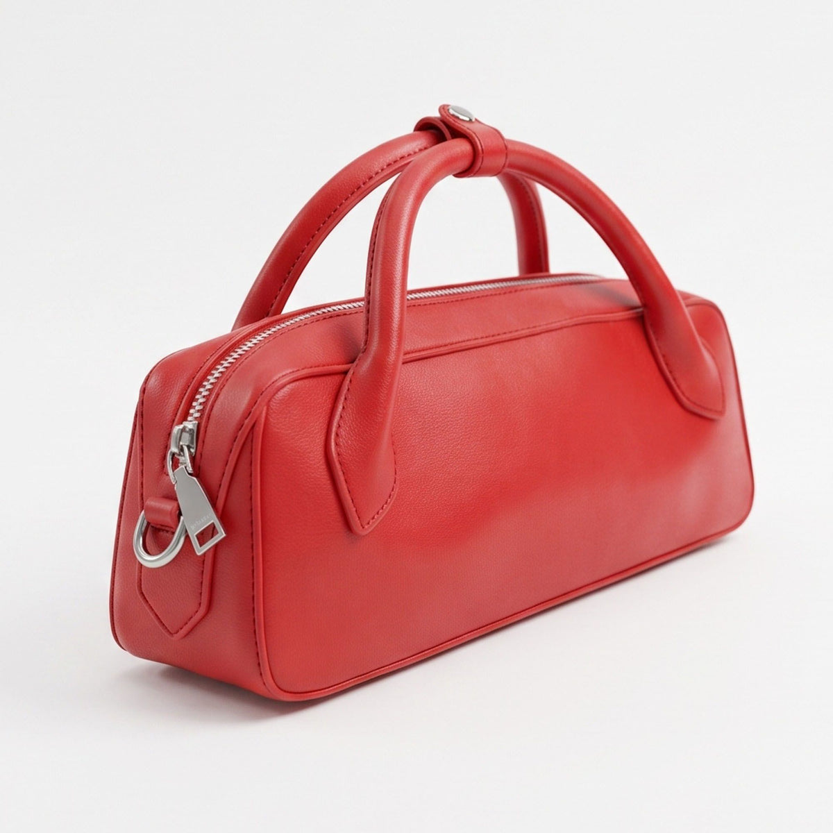 Structured Top Handle Handbag with Zipper Closure and Shoulder Strap