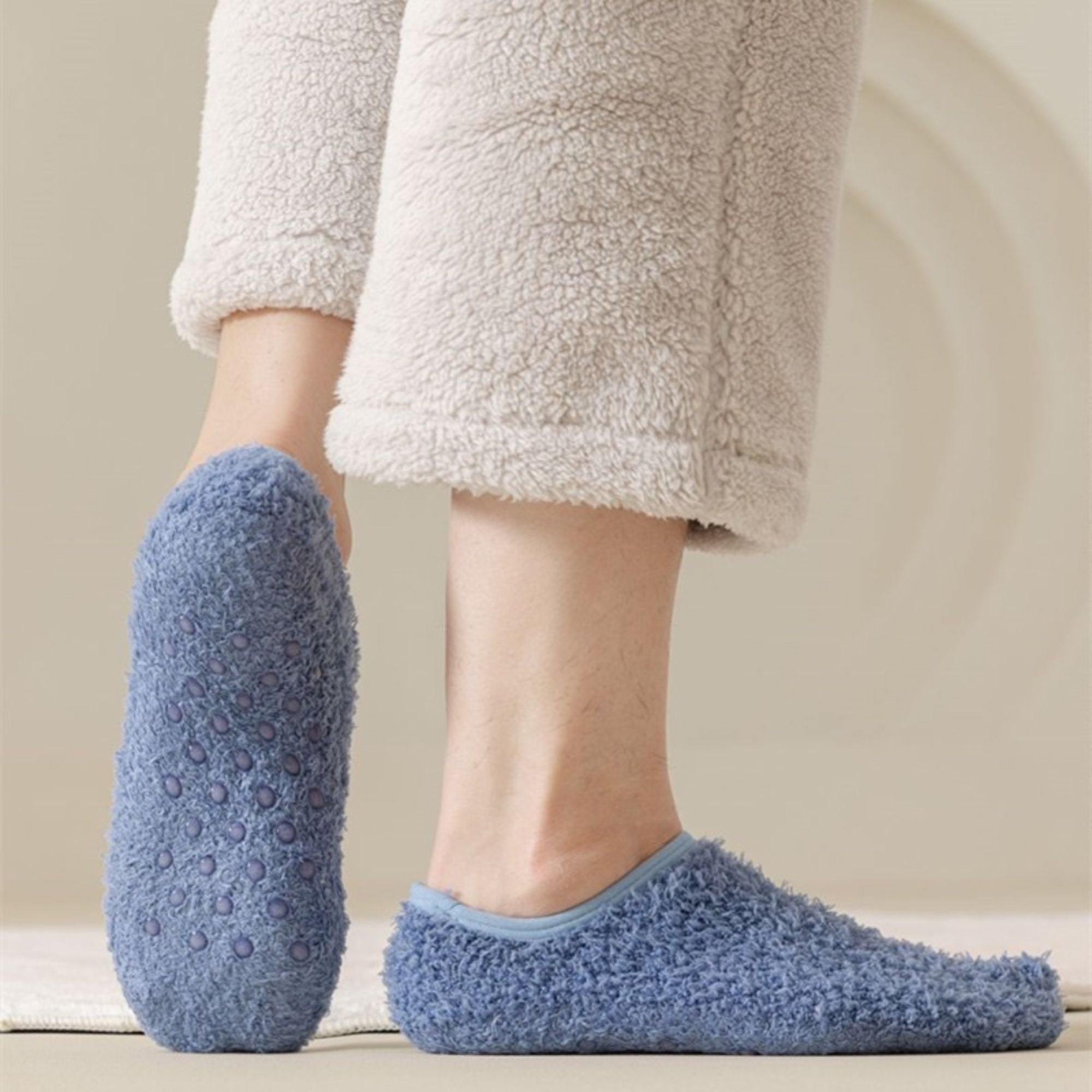 Anna-Kaci Men's 3-Pack Fuzzy Grip Socks Low Cut Non-Slip Indoor Slipper Lounge Fit