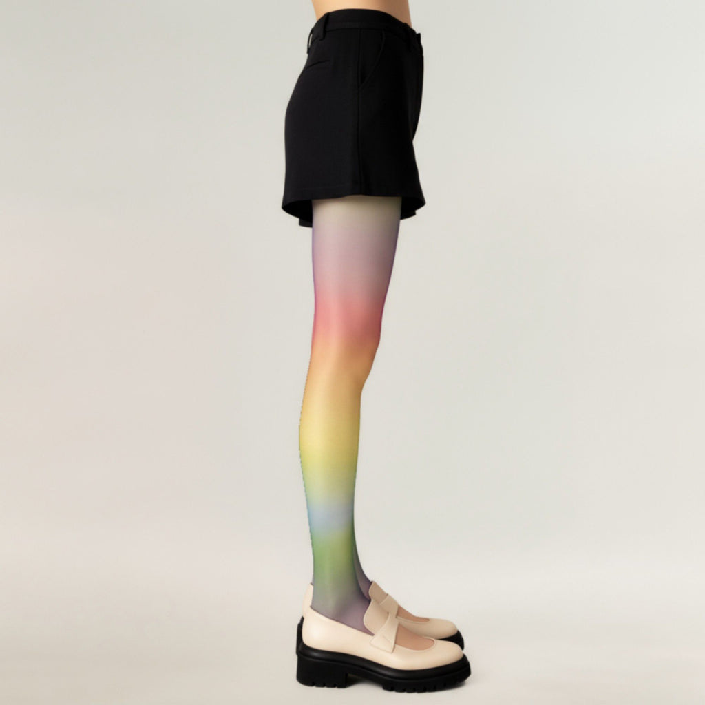 Anna-Kaci 2pcs Women's Gradient Rainbow Sheer Tights with Soft Ombre Design