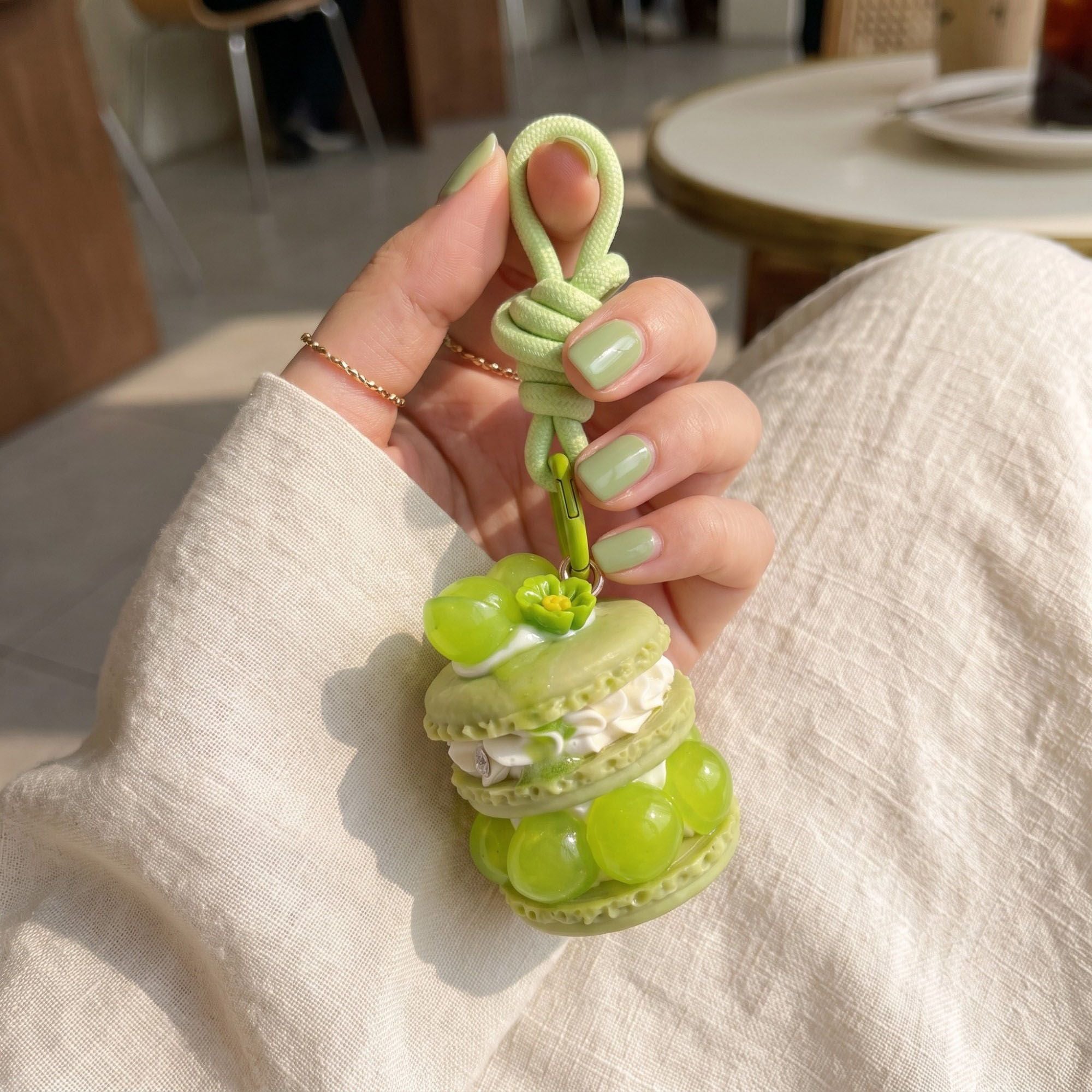 Bag Charm with Hanging Loop and Decorative Dessert Accent