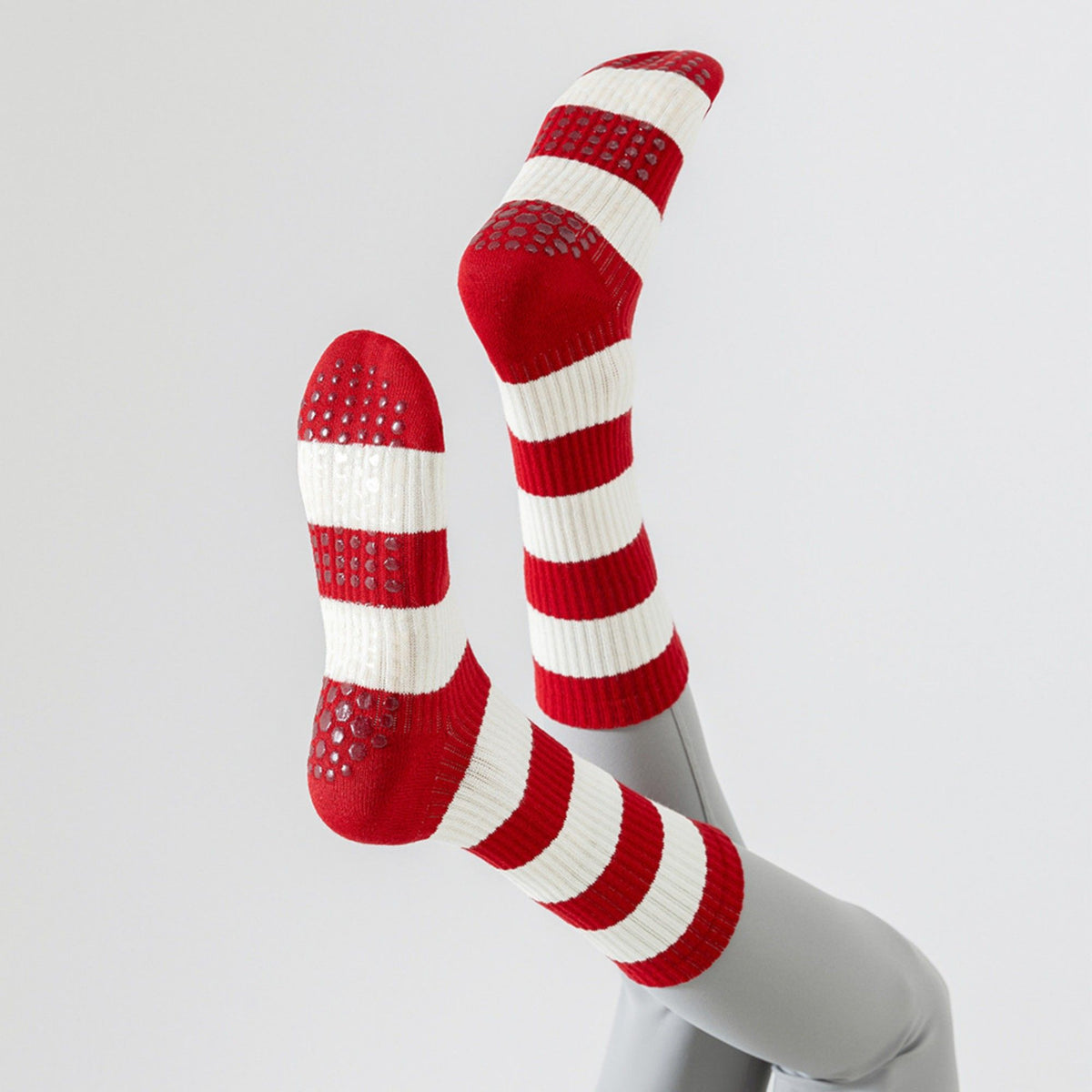 Grip Crew Socks 2 Pair Pack Ribbed Stripe Design
