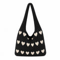 Knitted Heart Tote Bag Large Capacity Casual Shoulder Bag Lightweight Daily Bag