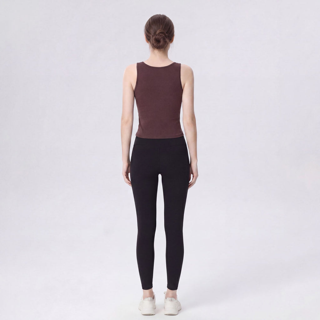 Sleeveless High Neck Cropped Yoga Tank Fitted Workout Activewear Top