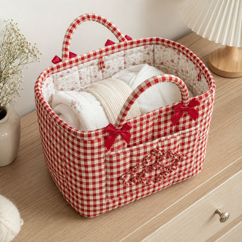 Large Quilted Storage Caddy Organizer Tote with Handles
