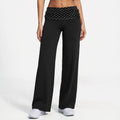 Polka Dot Foldover Waist Wide Leg Yoga Pants Full Length Flowy Workout Trousers