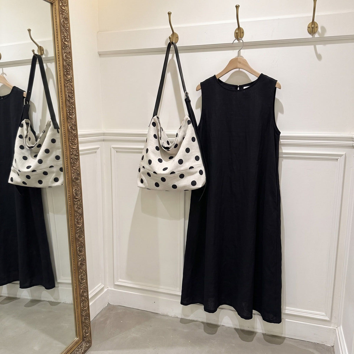 Polka Dot Hobo Shoulder Bag with Adjustable Strap and Front Pocket