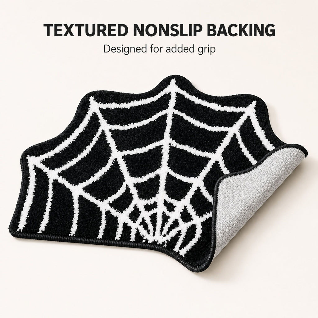 Halloween Spider Web Shaped Bath Mat Nonslip Accent Rug 15.7 x 23.6 Inches