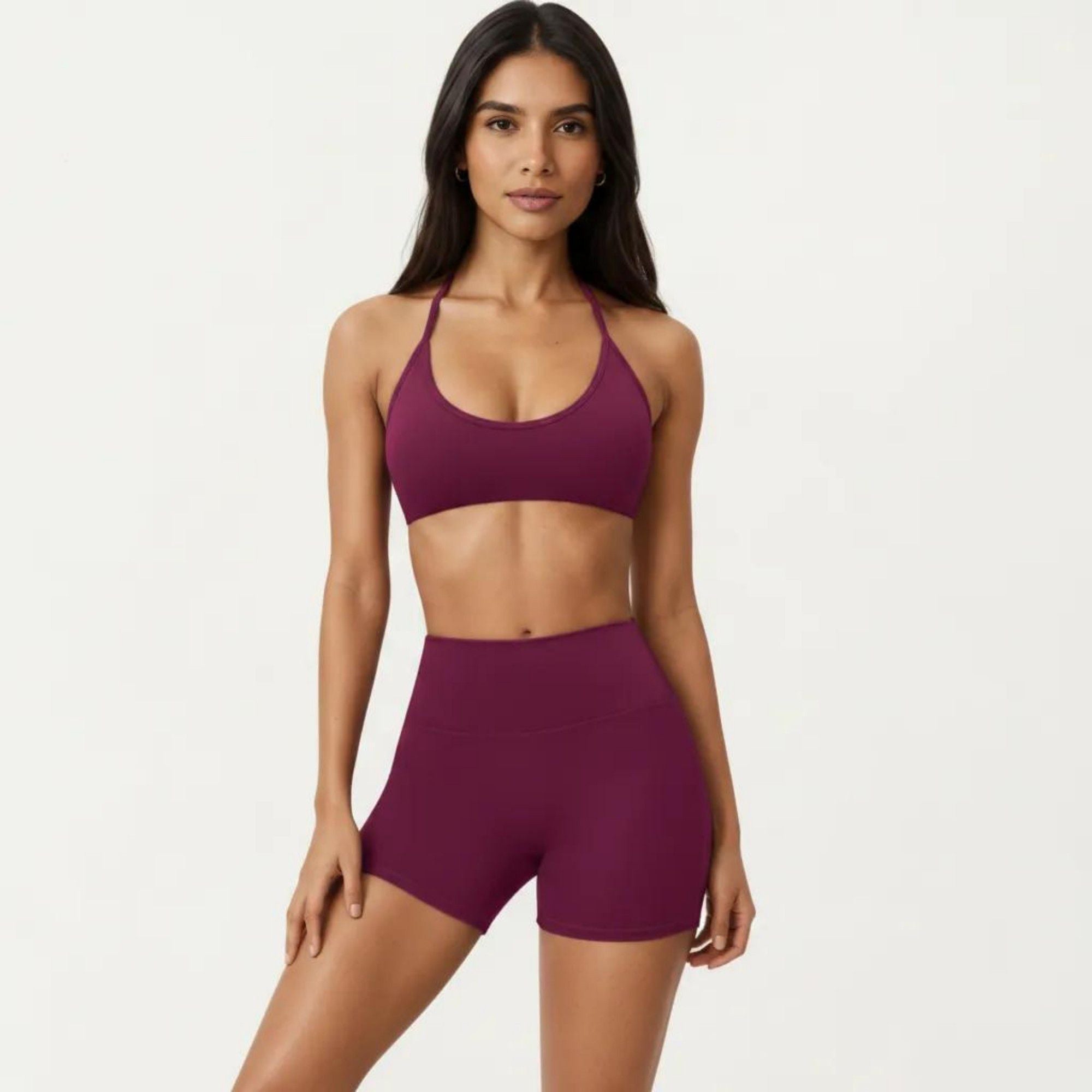 Anna-Kaci Active Women's Halter Sports Bra with Open Back and Smooth Stretch Athletic Fit