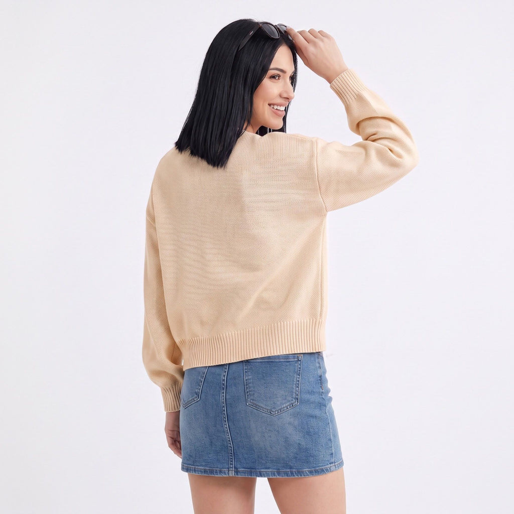 Open-Front Drop Shoulder Long Sleeve Knit Cardigan