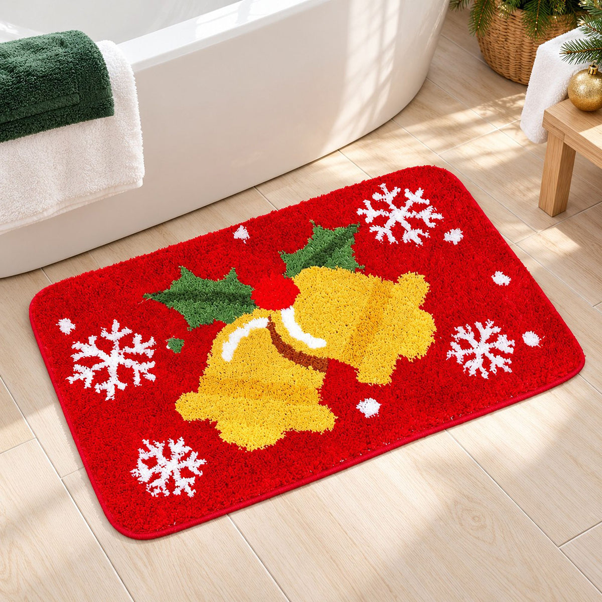 Christmas Icon Tufted Bath Rug with Nonslip Backing 15.7 x 23.6 in
