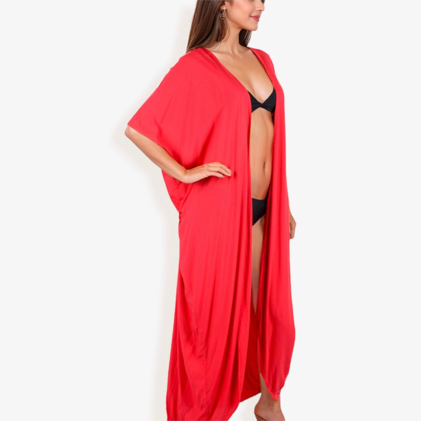 Flowy Kimono Cover-Up with Waist Tie and Open Front