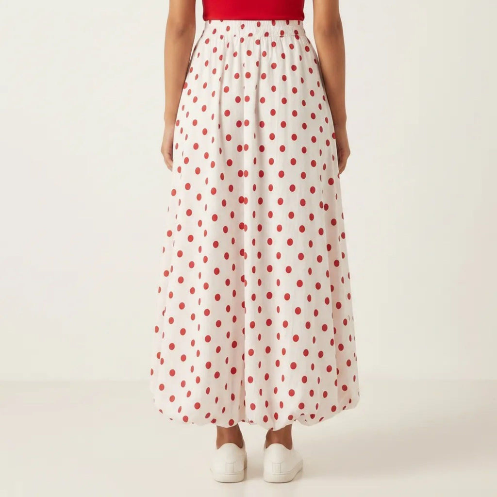 Anna-Kaci Women's Polka Dot Maxi Skirt Elastic Waist Flowy A Line Long Casual Lightweight Skirt