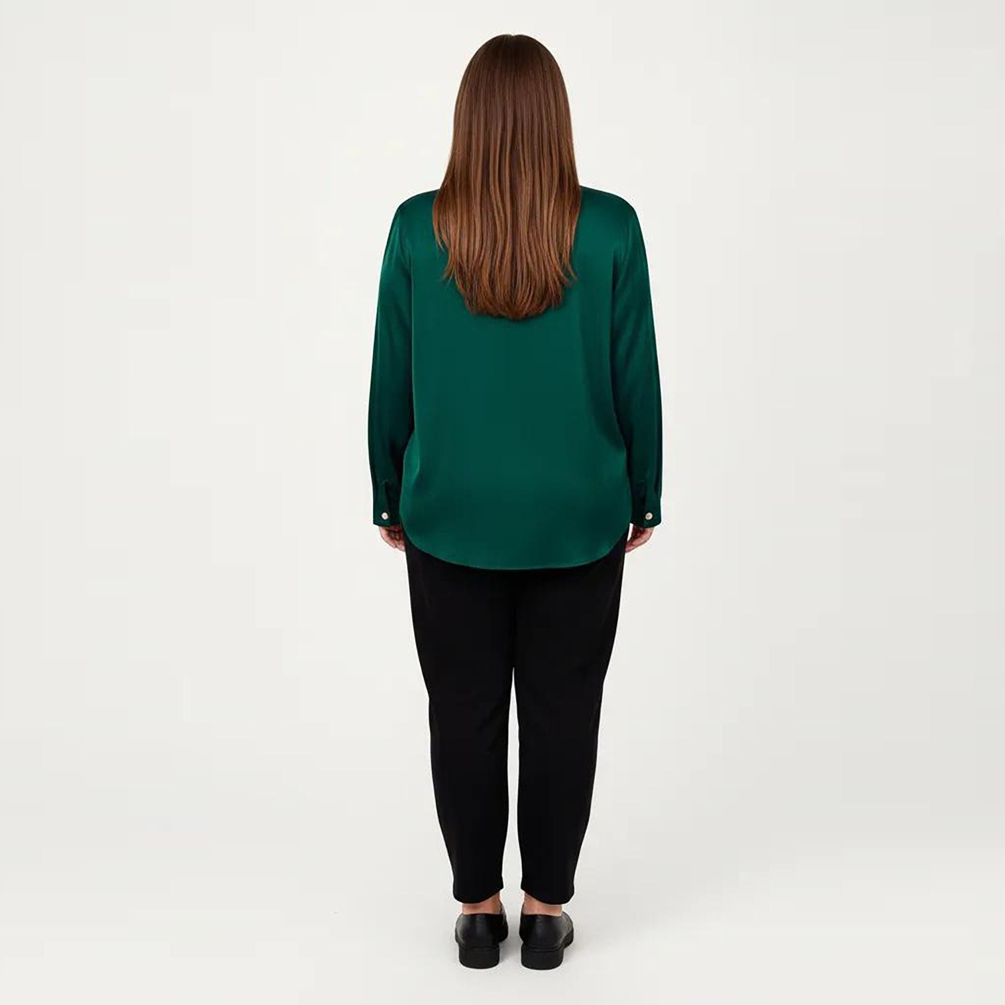 Anna-Kaci Women's Plus Size Long Sleeve Blouse with Tie Neck Detail Relaxed Fit Silky Smooth Fabric