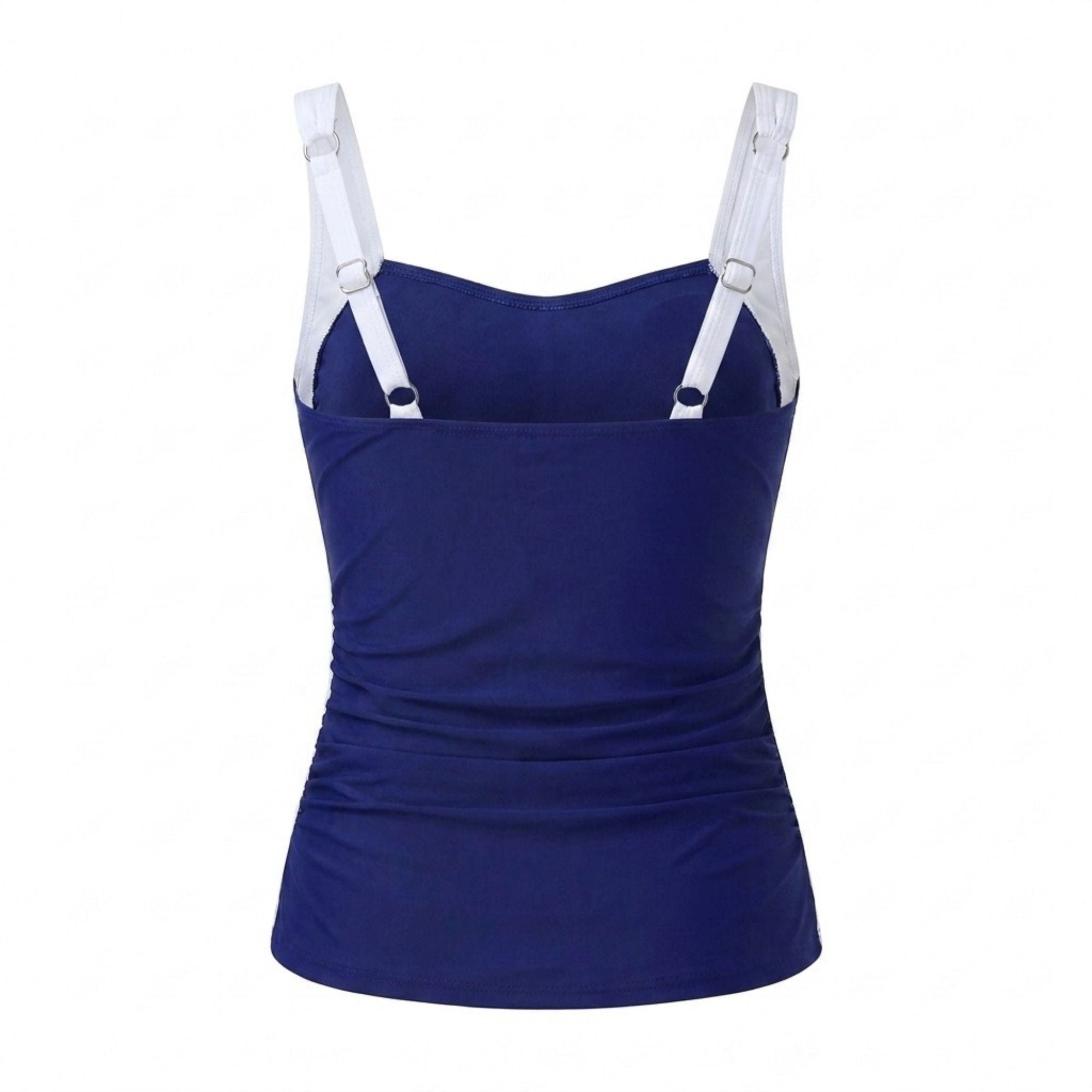 Anna-Kaci Swim Womens Tankini Swim Top with Twist Front Contrast Side Panels Adjustable Straps and Ruched Stretch Fabric