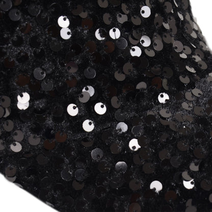 Anna-Kaci Women's Sparkly Sequin Baseball Cap Messy Low Bun Ponycap Velvet Mesh Trucker Hat