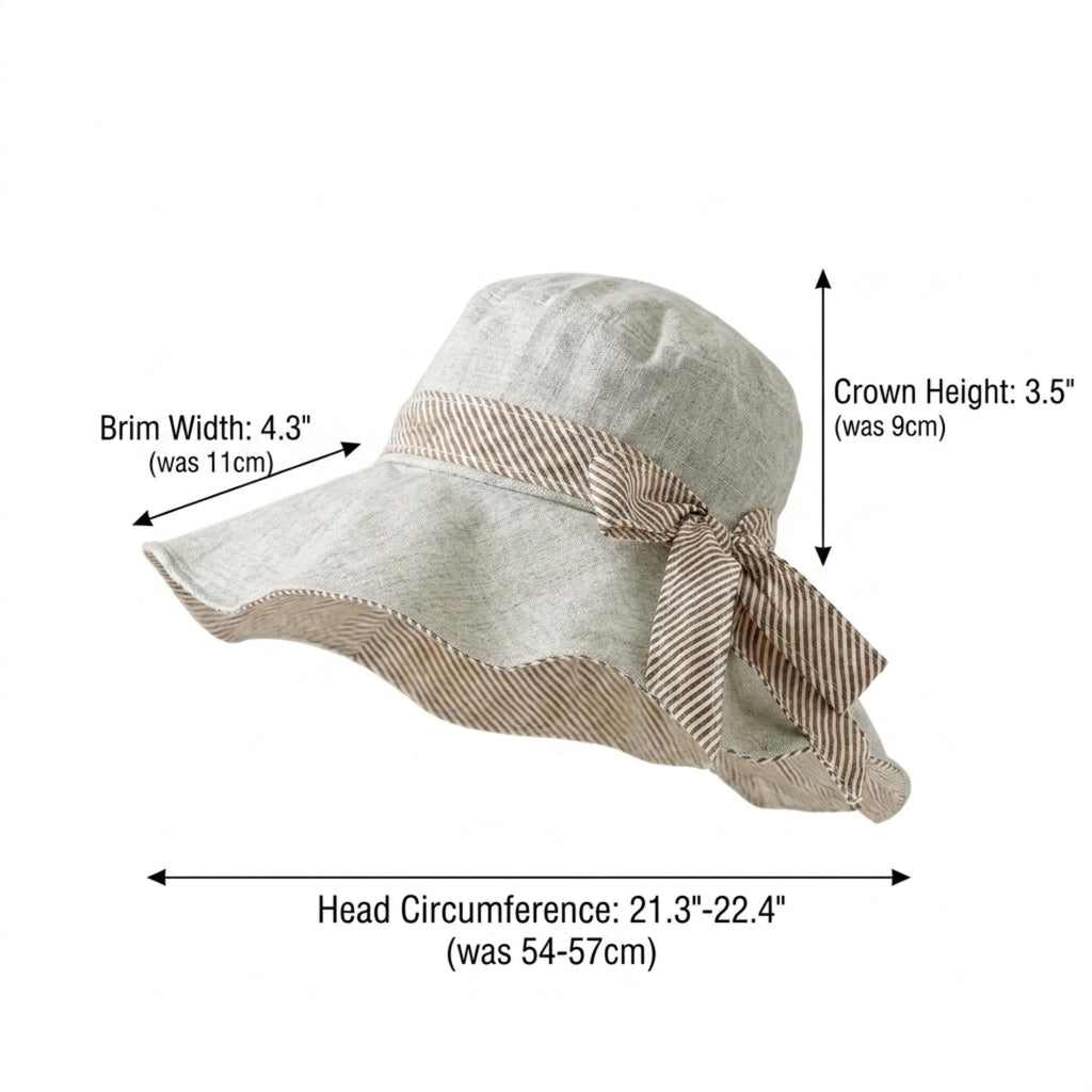 Foldable Wide Brim Sun Hat with Bow Tie