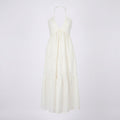Anna-Kaci Womens Halter Neck Tiered Maxi Dress with Tie Straps Open Back Detail and Flowy A Line Skirt