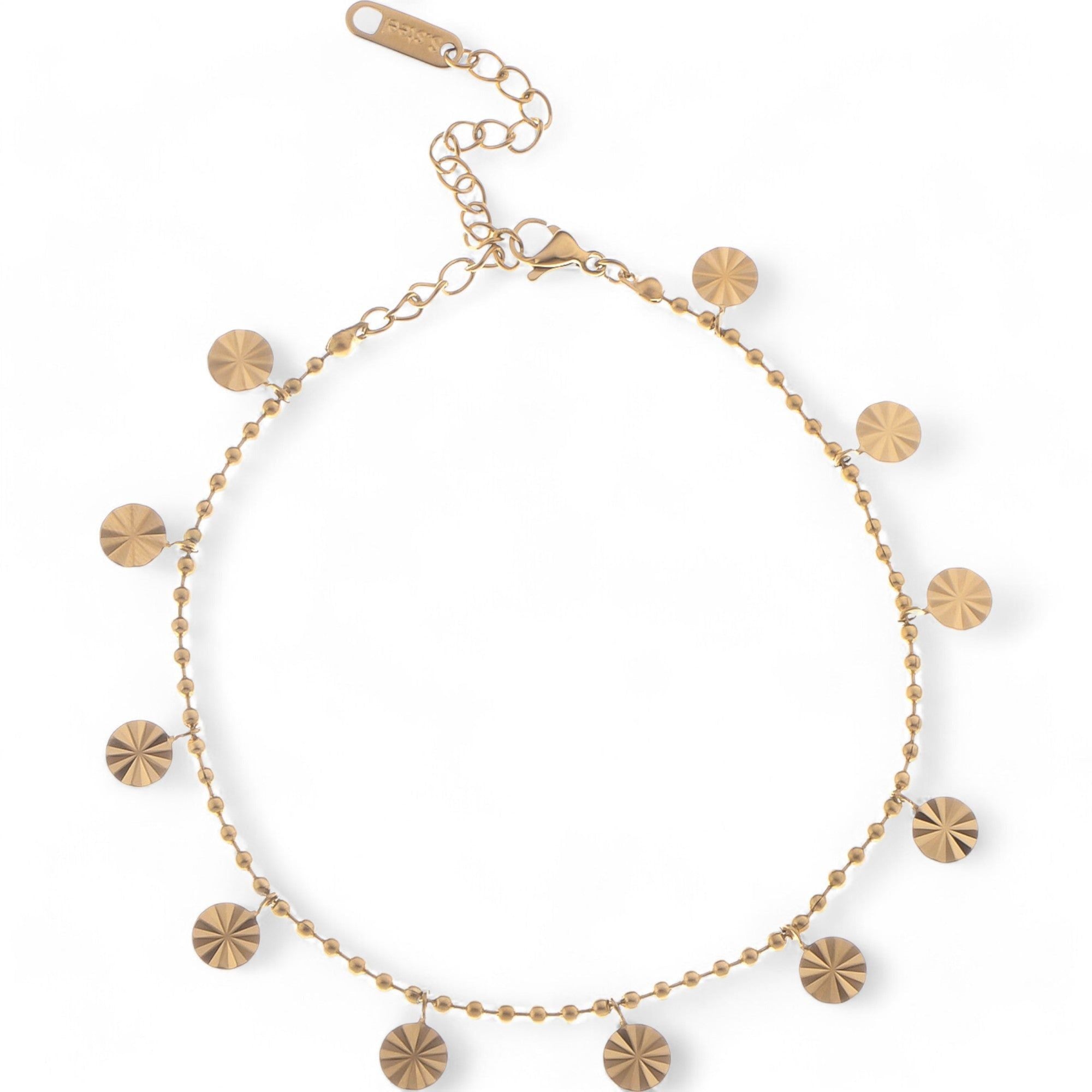 Women's Dainty Charm Disc Fashion Bracelet with Adjustable Chain